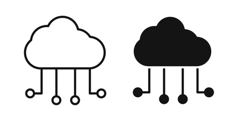 Network cloud icons in black fill and line style