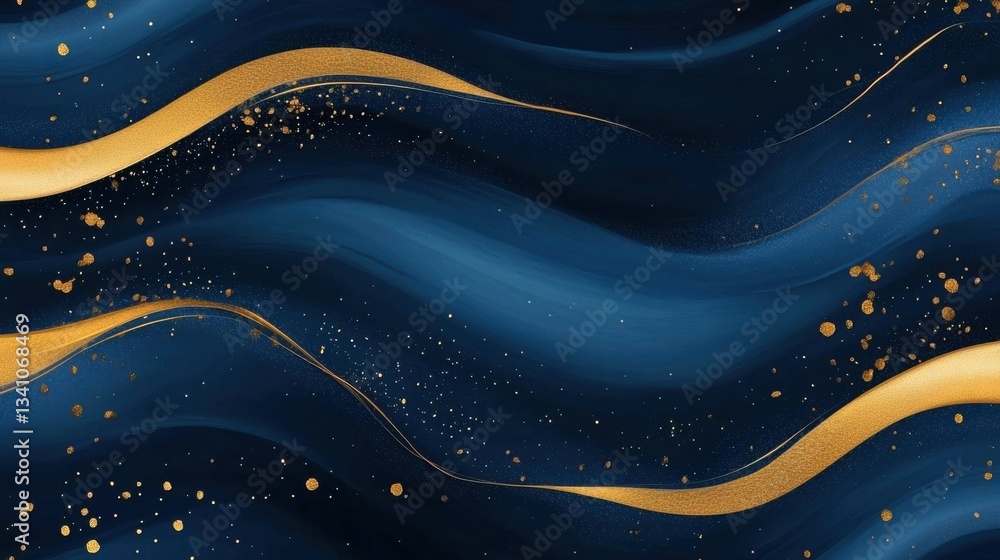 Aufkleber captivating abstract composition of fluid satin like waves undulating across a starry night sky crea