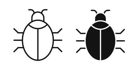 Bug icons in black fill and line style