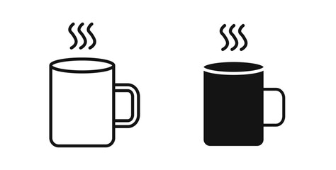 Hot coffee Mug icons in black fill and line style