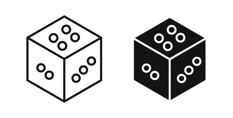 Dice icons in black fill and line style