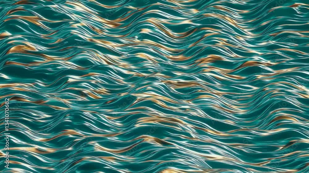 Aufkleber abstract teal and gold flowing waves pattern. modern art and design concept