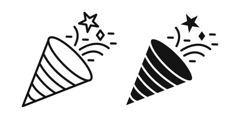 Confetti icons in black fill and line style