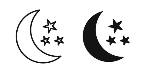 Moon stars icons set for website design