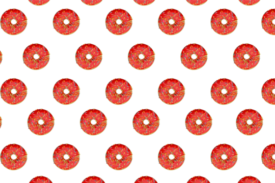 Lots of red donuts on a transparent background. Png transparent image. Background. Png and Jpg image - Powered by Adobe
