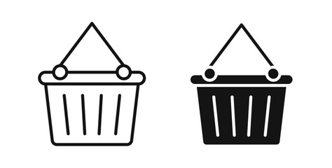 Shopping basket icons set in black colors on white background