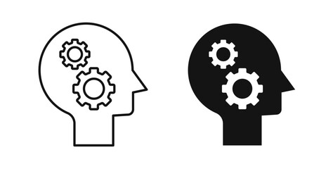 Thinking icons in black fill and line style