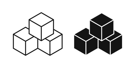 Boxes icons in black fill and line style
