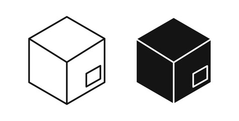 Box icons in black fill and line style
