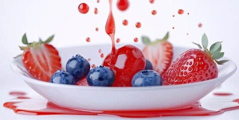 Fresh berries and juice splash