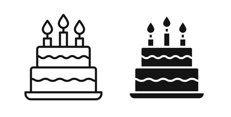 Cake birthday icons on white background for web