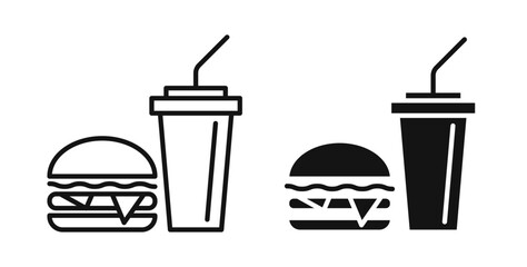 Hamburger soda icons set for website design