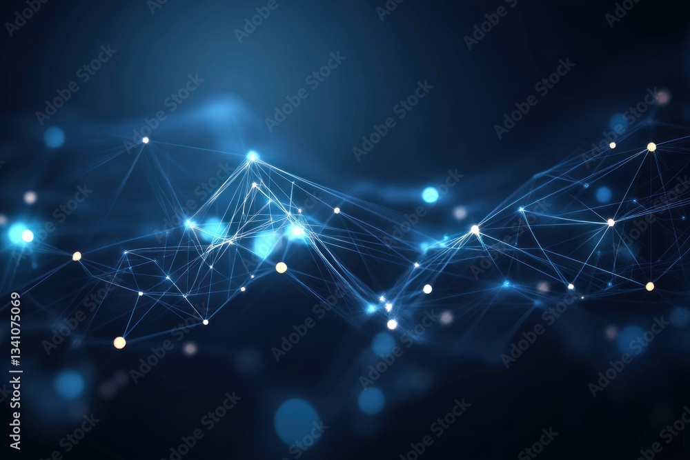 Aufkleber abstract digital network with glowing nodes and connections