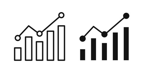 Stats icons set in black colors on white background