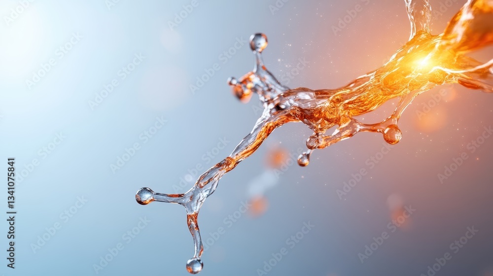 Poster visualize a dynamic flow of resin, depicted as it twists and turns against a celestial backdrop, inv