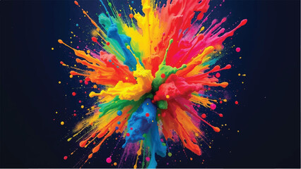 Colorful splashes. Multicolor powder explosion. Vibrant Rainbow Color Explosion.