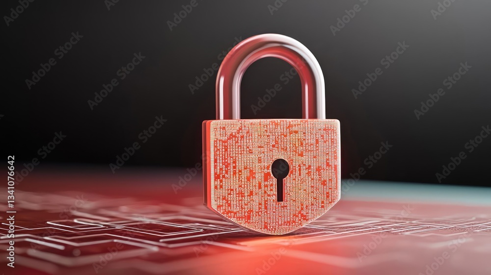 Aufkleber Cybersecurity protection in cyberspace and computing concept. A digital padlock representing cybersecurity and data protection.