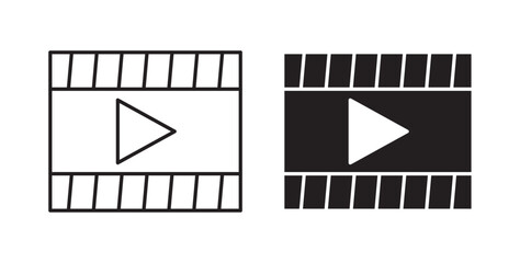 Film icons in black fill and line style
