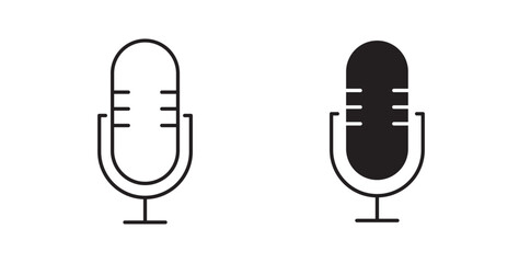 Microphone icons set in black colors on white background
