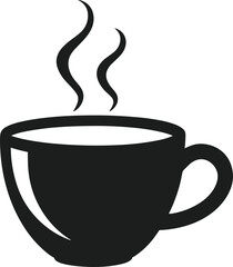 Steaming Coffee Cup Silhouette – Black Vector Illustration