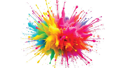 Colorful splashes on white background. Multicolor powder explosion. Vibrant Rainbow Color Explosion. © shazam