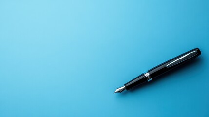Sleek Fountain Pen on Minimalist Blue Background for Modern Workspace