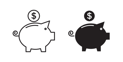 Piggy bank icons on white background for web