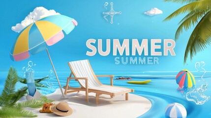 Obraz premium Immerse yourself in the tranquil beauty of a tropical paradise where the endless ocean meets the azure sky and the gentle sway of palm trees invites you to relax and unwind