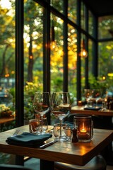 Elegant Wine Tasting Table Setup in Modern Restaurant for Celebrations and Dinners