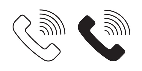 Phone call icons in black fill and line style