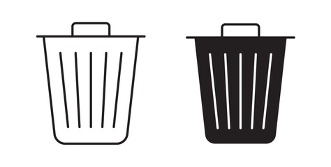 Trash icons in black fill and line style