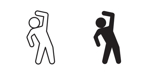Fitness exercise icons in black fill and line style