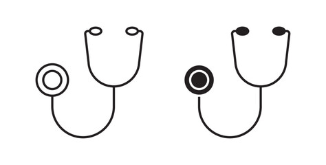 Stethoscope icons in black fill and line style