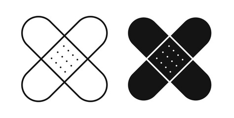 Band aid icons set in black colors on white background