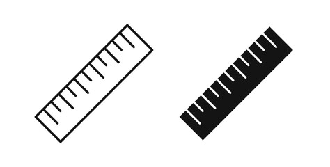 Ruler icons set in black colors on white background