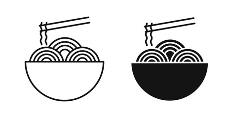 Noodles icons set in black colors on white background