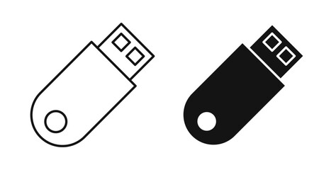 USB pendrive icons set in black colors on white background