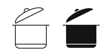 Pot icons set in black colors on white background