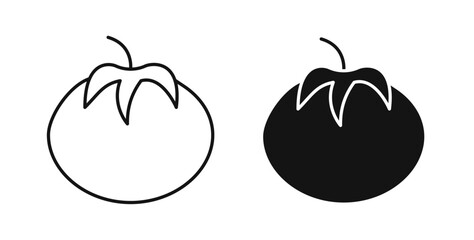 Tomato icons set in black colors on white background