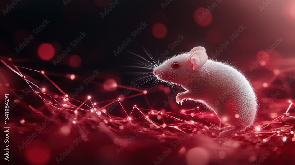 Poster a mesmerizing silhouette of a mouse against a rich red backdrop, creating an atmosphere of intimacy 