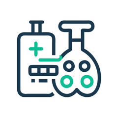 Fototapeta premium Laboratory equipment icon, flask and bottle for chemical experiments, science concept 