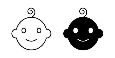 Child head icons set for website design