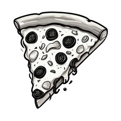 Black and White Transparent PNG Illustration of a Pizza