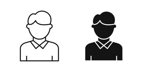 Man icons set in black colors on white background