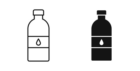 Water bottle icons set in black colors on white background
