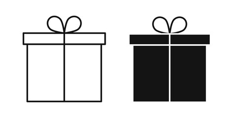 Gifts icons set in black colors on white background