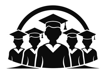 Obraz premium Graduation Cap Silhouette Students Celebrating Achievement