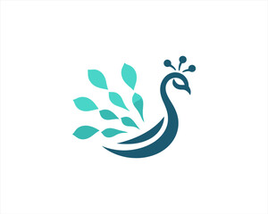 Naklejka premium Peacock logo design icon symbol vector illustration. Peacock bird template.