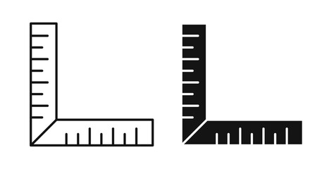Ruler combined icons set in black colors on white background