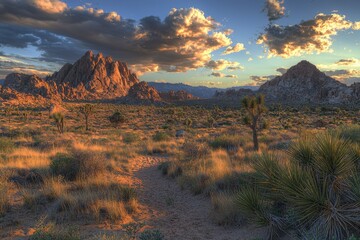 Naklejka premium Desert Sunset Landscape